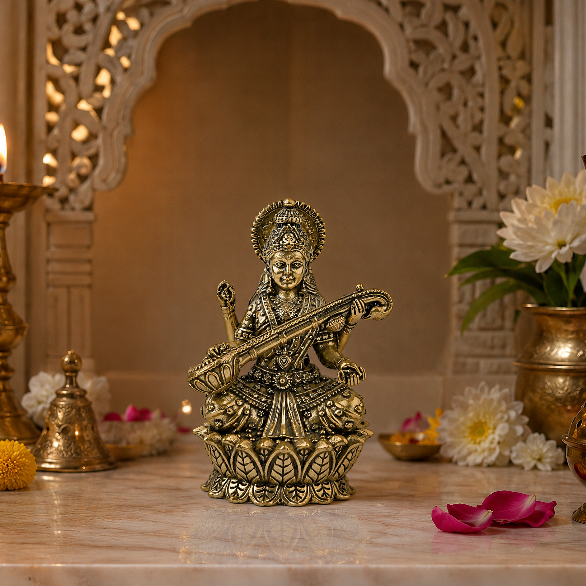 Divya Saraswati Brass Idol