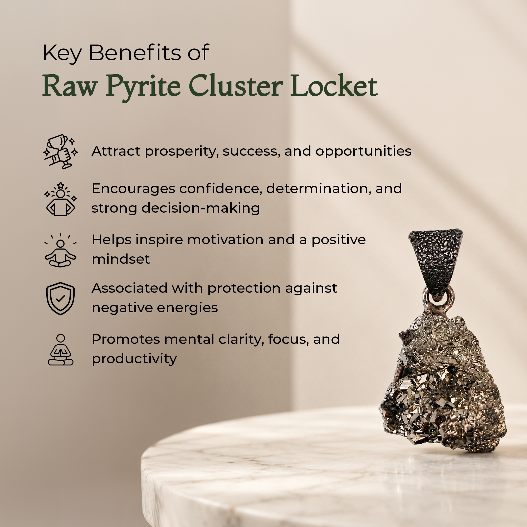 Raw Pyrite Cluster Locket