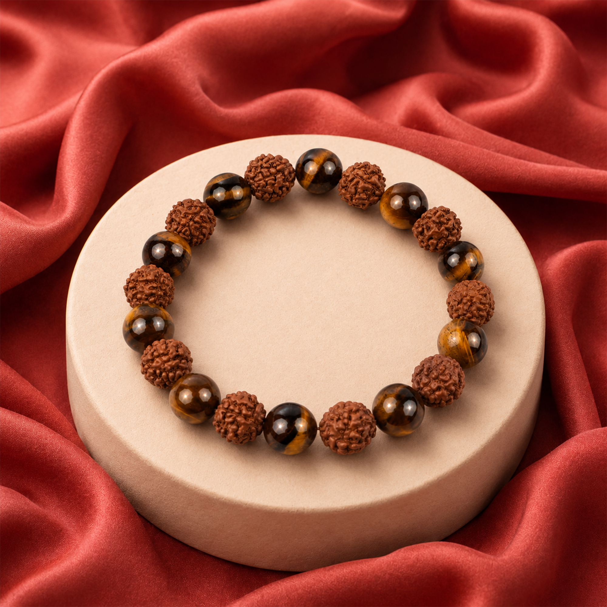 Rudraksha & Tiger Eye Bead Bracelet