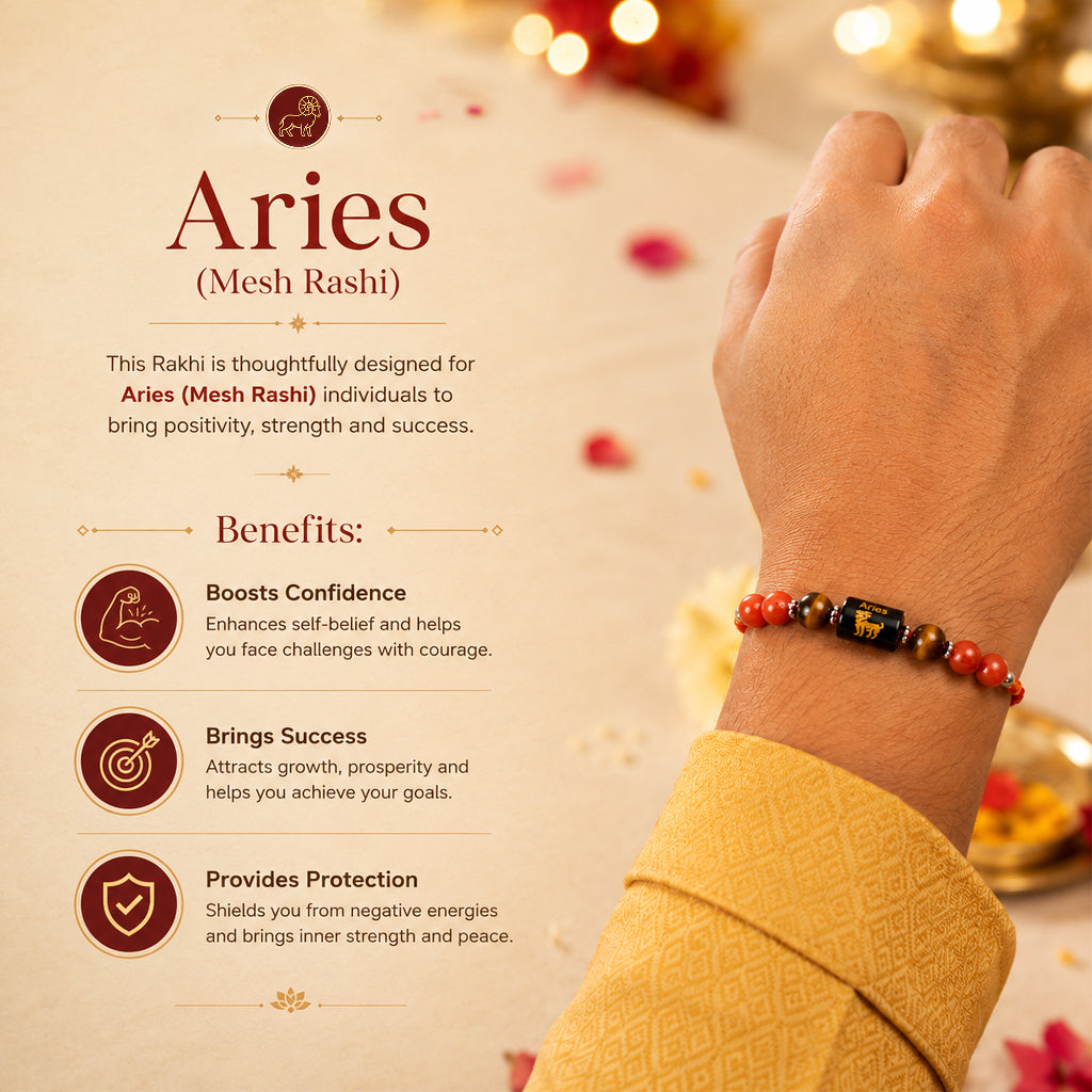 Beaded Aries Zodiac Rakhi