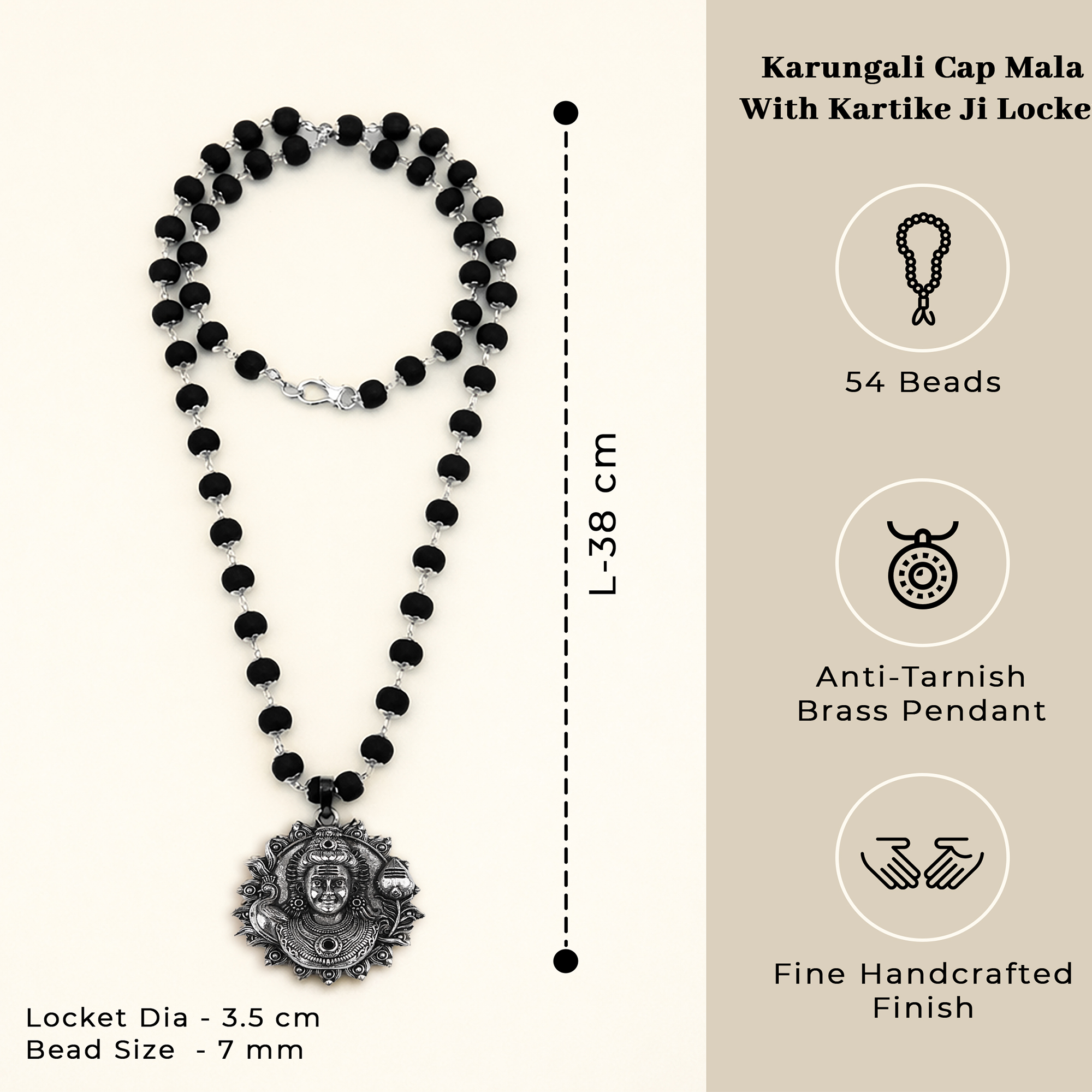 Karungali Cap Mala with Kartike Ji Locket & Karungali Malai Bracelet Combo