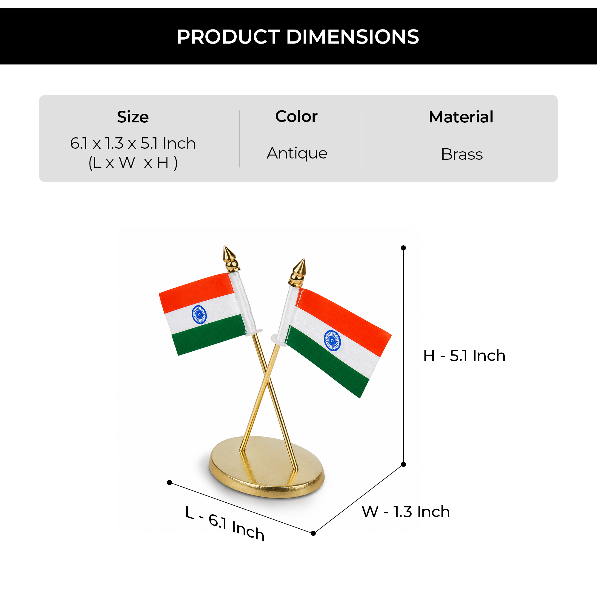 Brass Indian National Flag