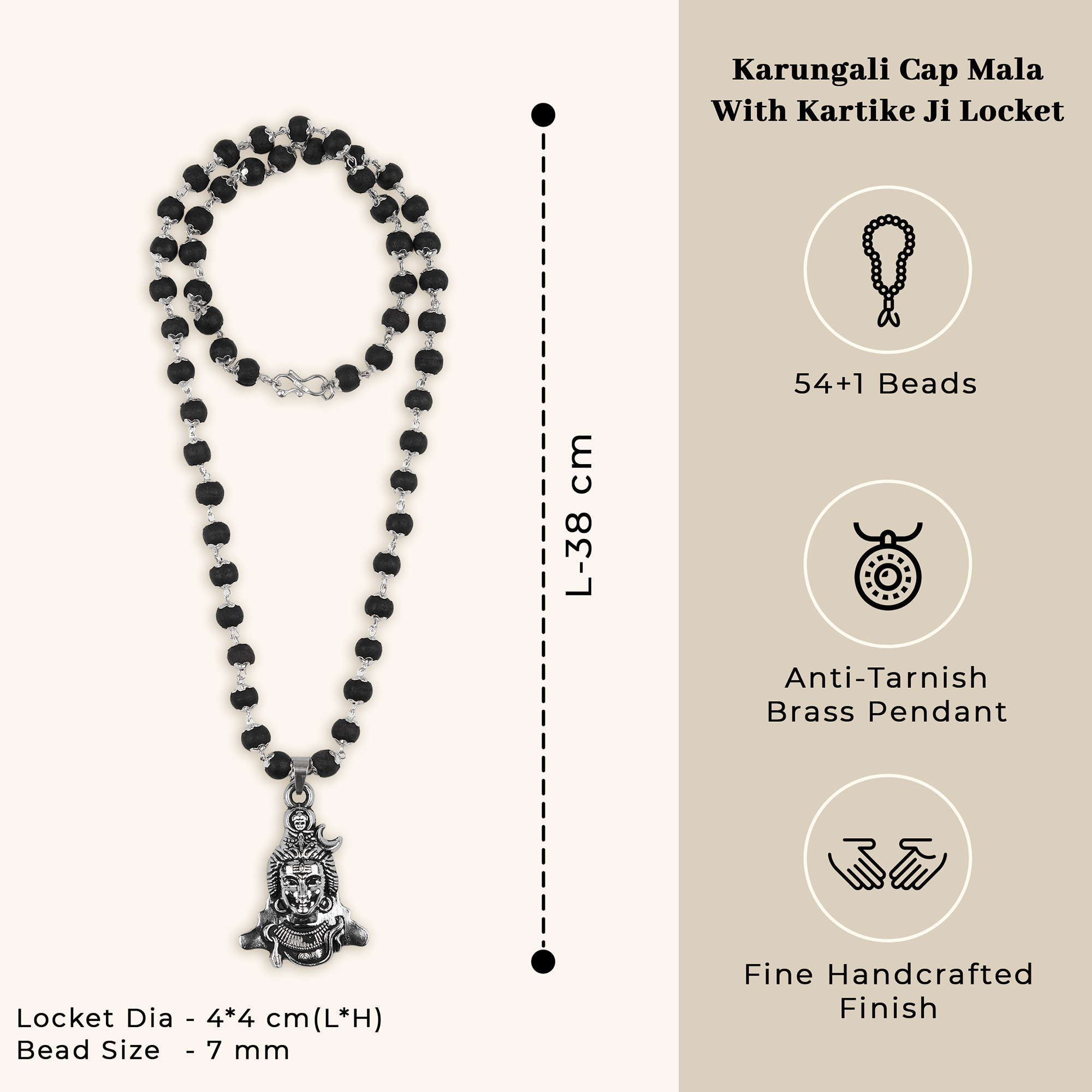 Karungali Cap Mala with Shiv Locket & Karungali Cap Bracelet Combo