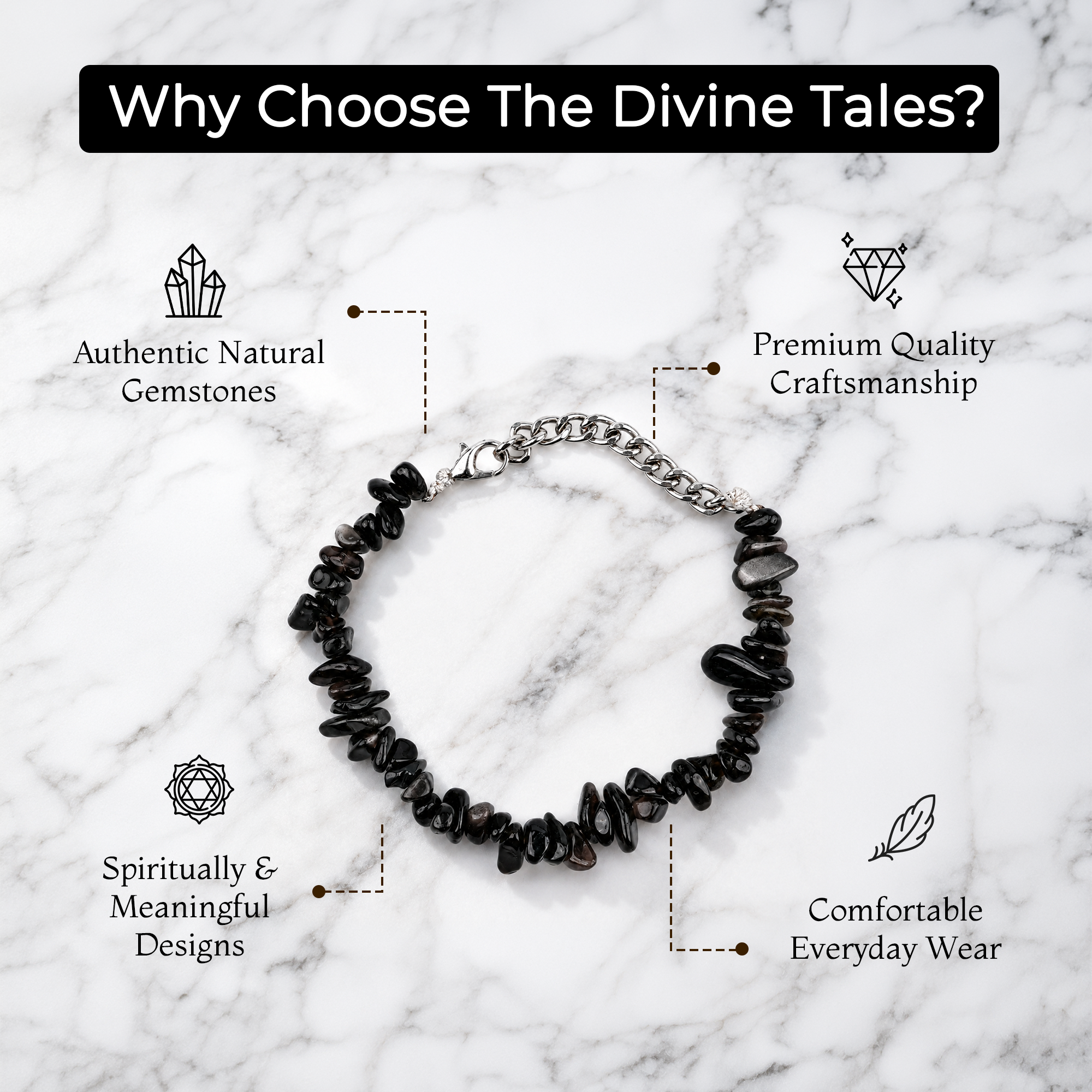 Black Tourmaline Stone  Bracalet