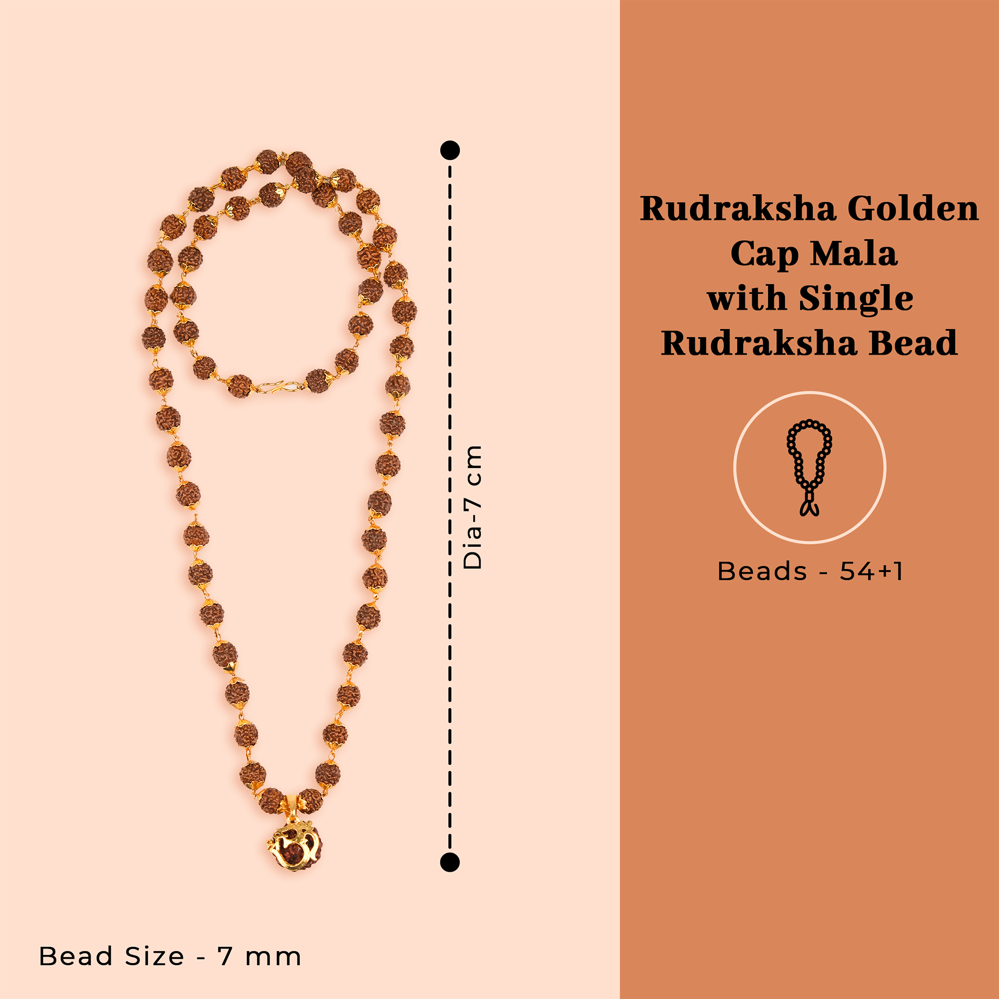 Rudraksha Golden Cap Mala with Single Rudraksha Bead & 5 Mukhi Rudraksha Bracelet Combo