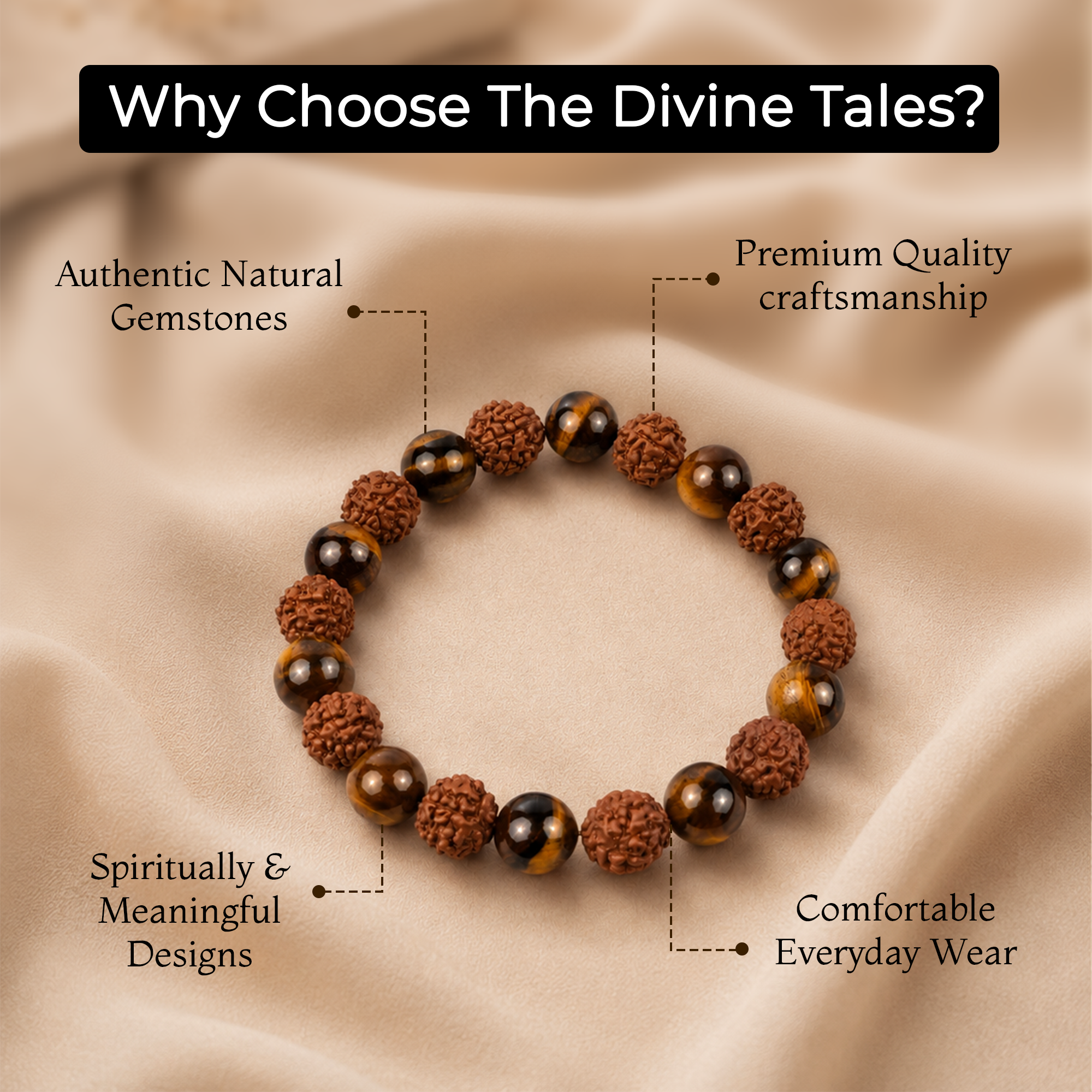 Rudraksha & Tiger Eye Bead Bracelet