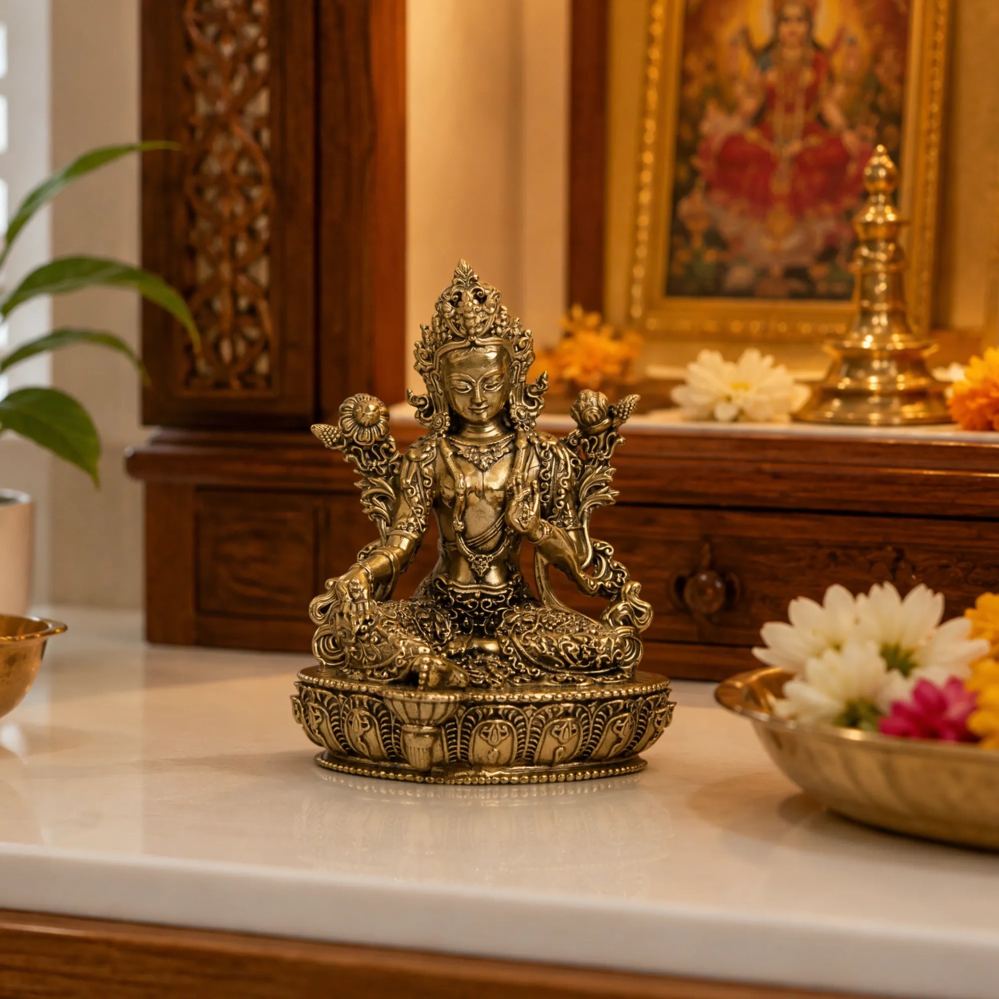 Goddess Green Tara Brass Statue