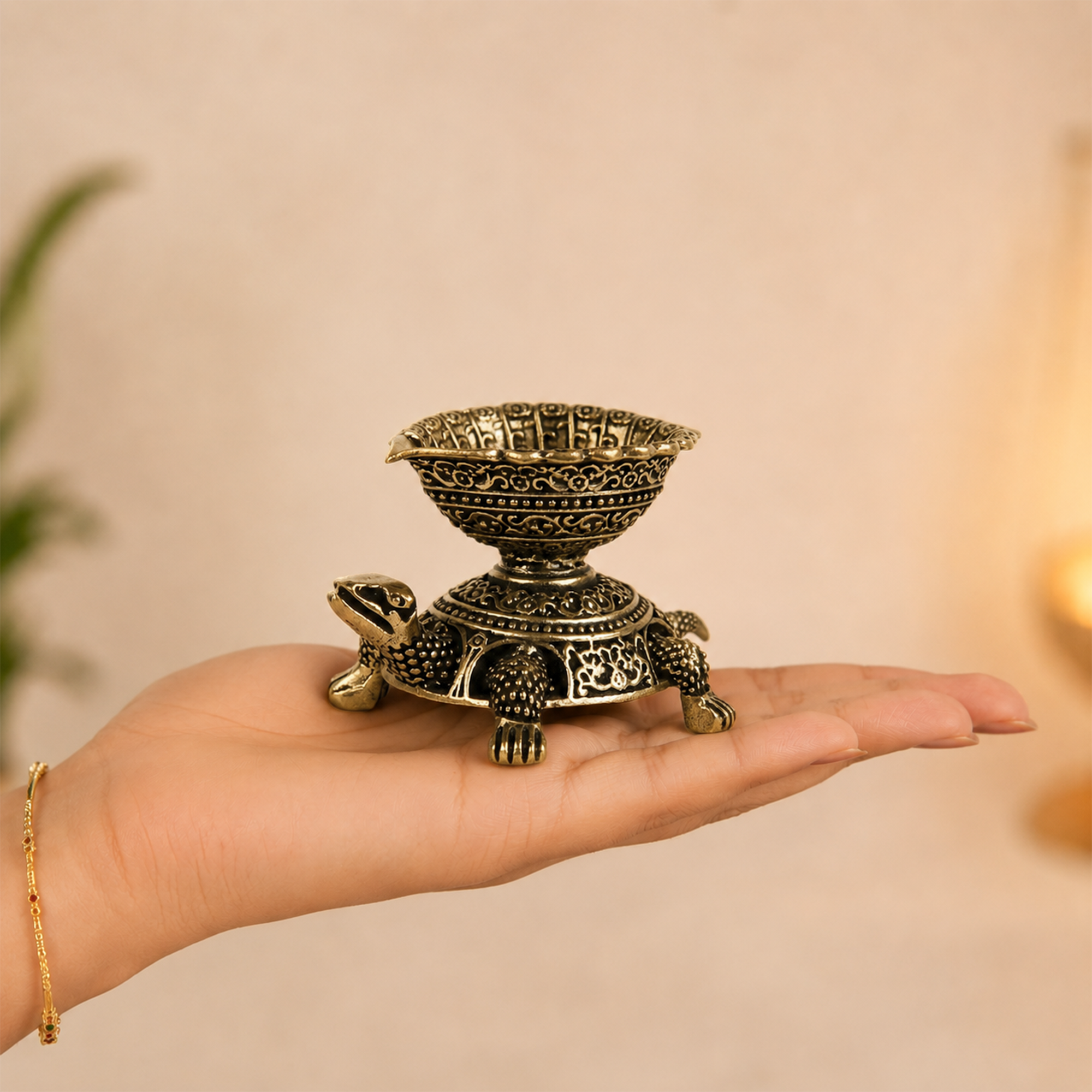 Kurma Avatar Brass Diya