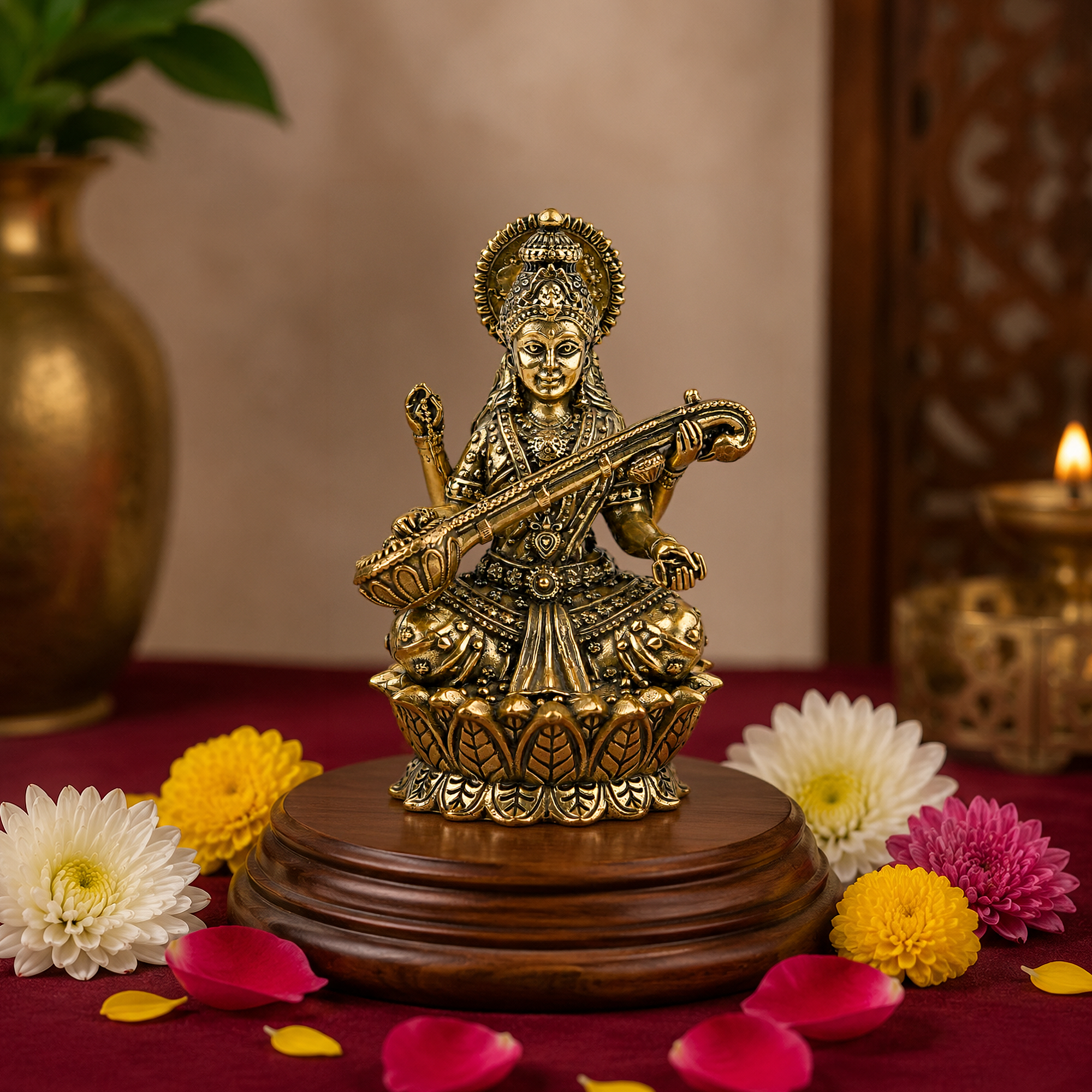 Divya Saraswati Brass Idol