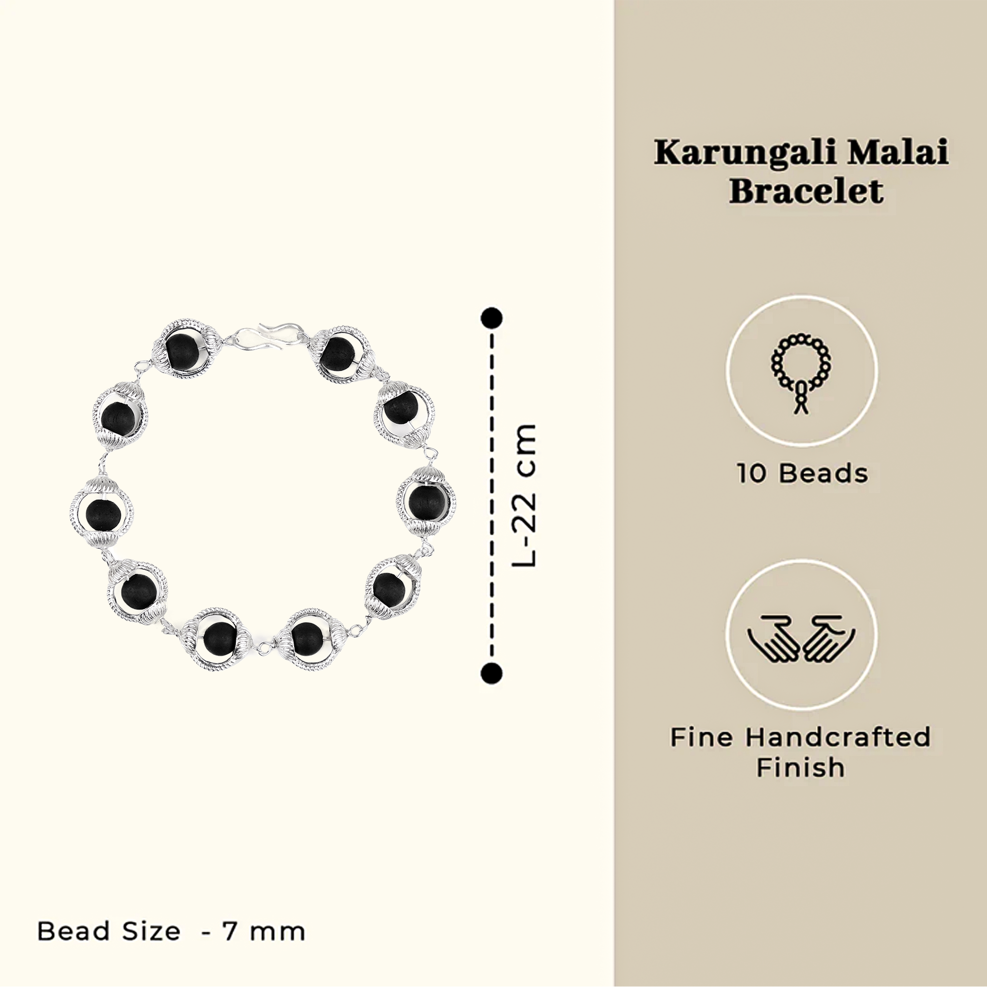 Karungali Cap Mala with Two 5-Face Rudraksha Beads & 1 Karungali Bead & Karungali Malai Bracelet Combo