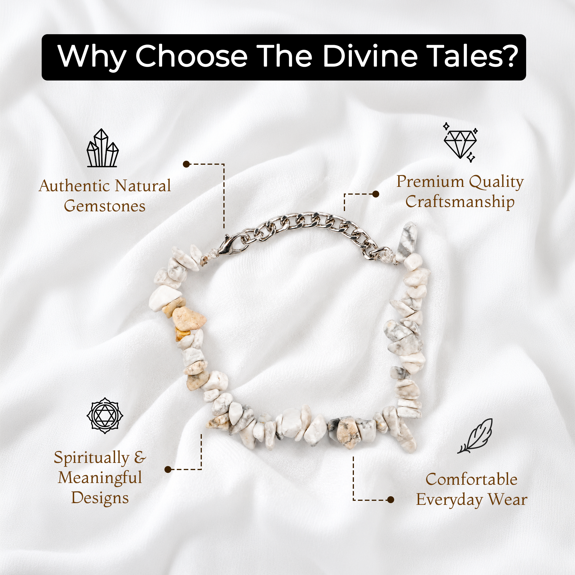 White Howlite Chip Stone Bracelet