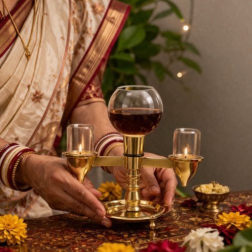 Two-Sided Brass Akhand Diya