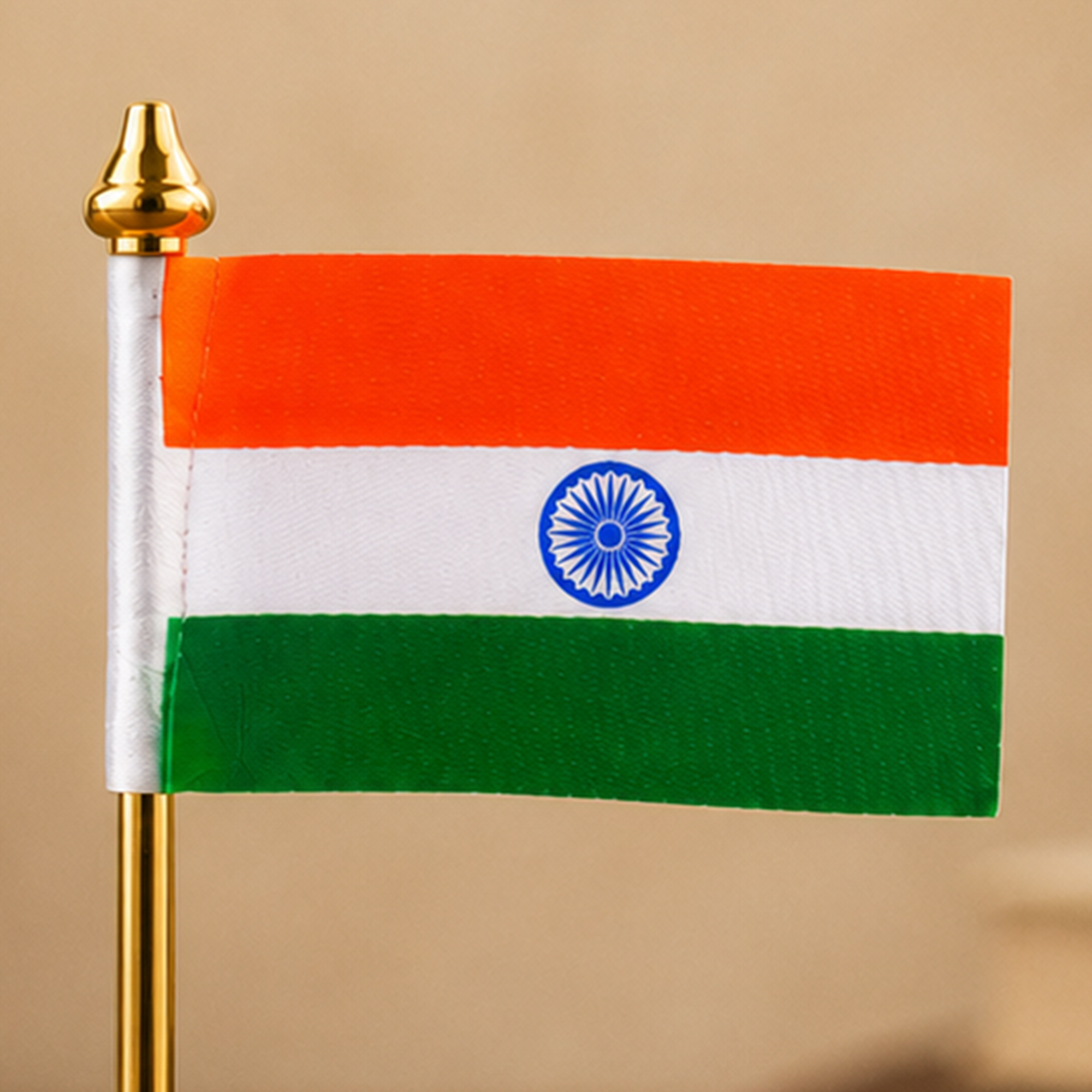 Indian Flag with Brass Base