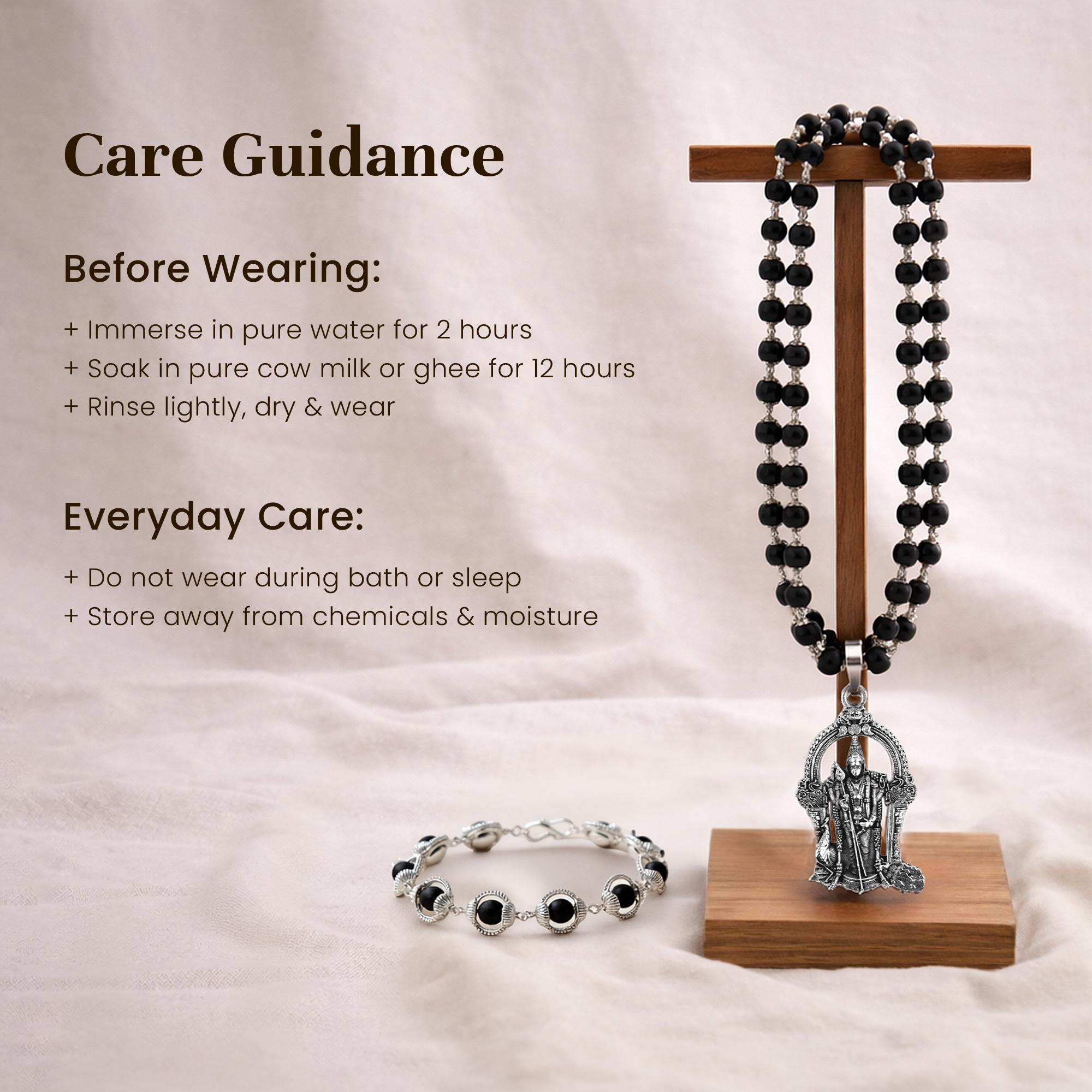 Karungali Cap Mala with Murugan Swami Locket & Karungali Malai Bracelet Combo