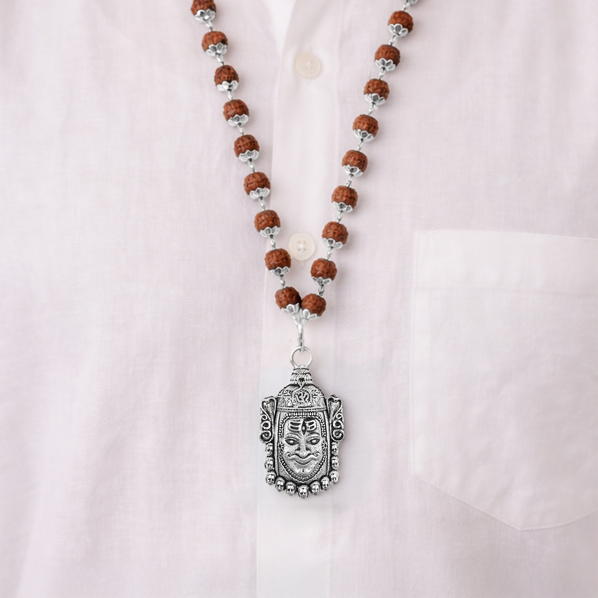 Mahakaal Shakti Rudraksha Cap Mala & 5 Mukhi Rudraksha Bracelet Combo