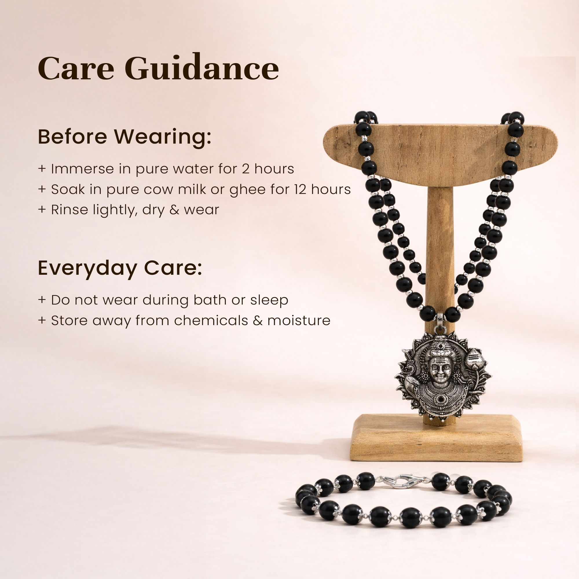 Karungali Cap Mala with Kartike Ji Locket & Karungali Cap Bracelet Combo