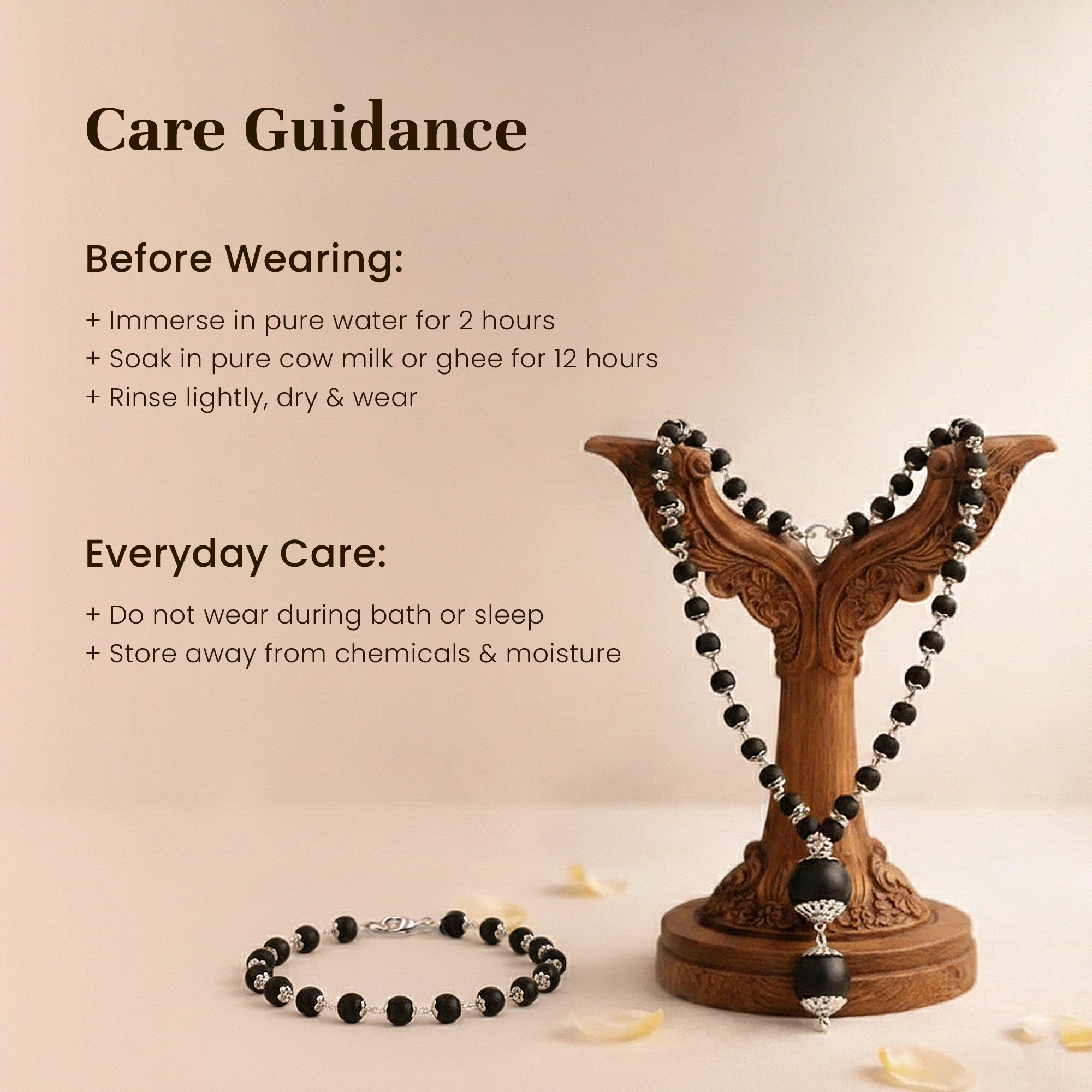 Karungali Cap Mala with Single Bead & Karungali Cap Bracelet Combo