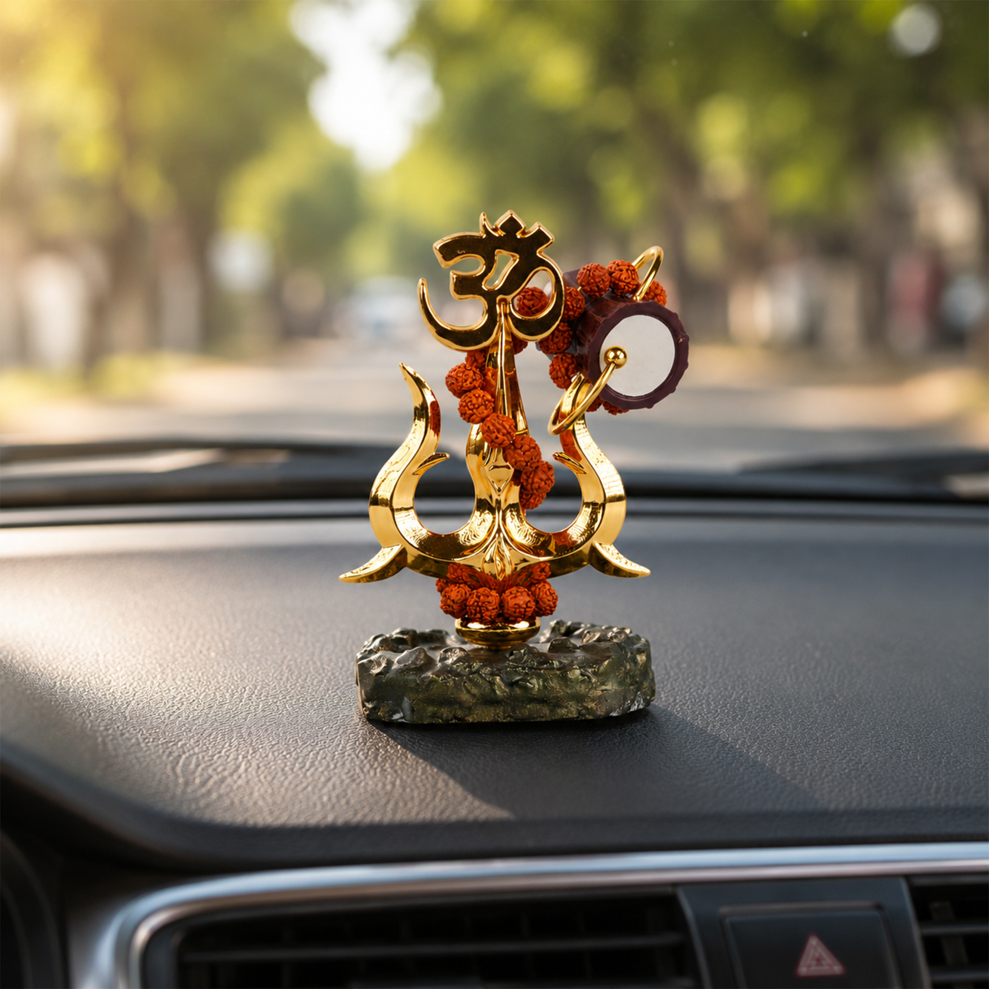 Trishul with Rudraksha & Damru Idol