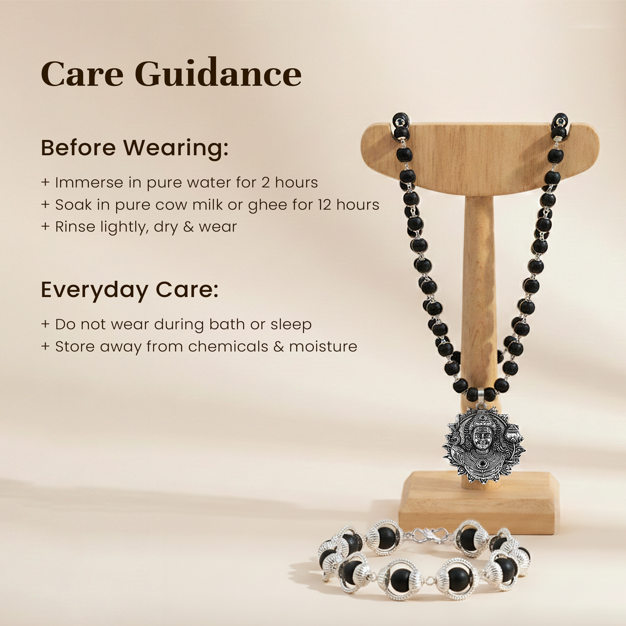 Karungali Cap Mala with Kartike Ji Locket & Karungali Malai Bracelet Combo