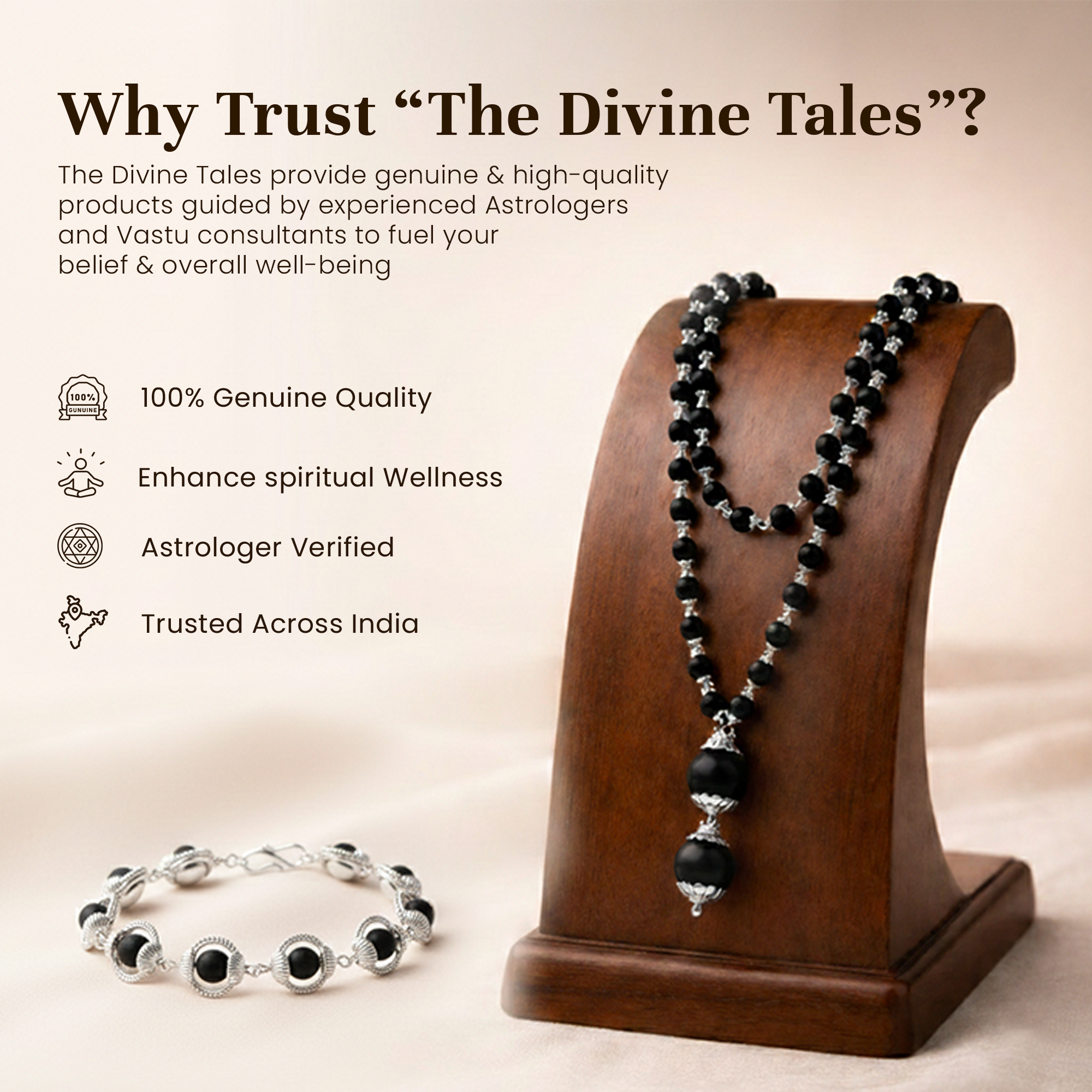 Karungali Cap Mala with Single Karungali Bead & Karungali Malai Bracelet Combo