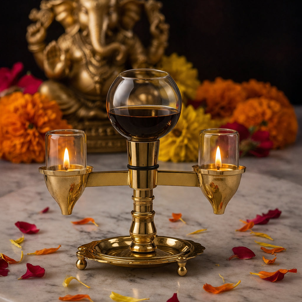 Two-Sided Brass Akhand Diya