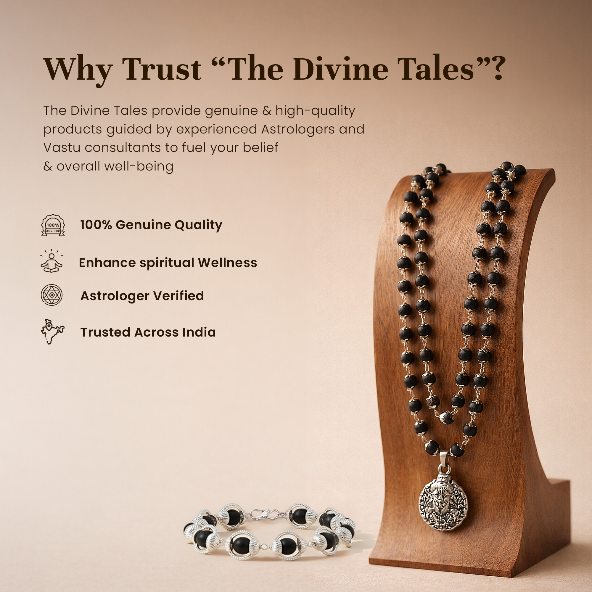 Veer Hanuman Karungali Cap Mala & Karungali Malai Bracelet Combo