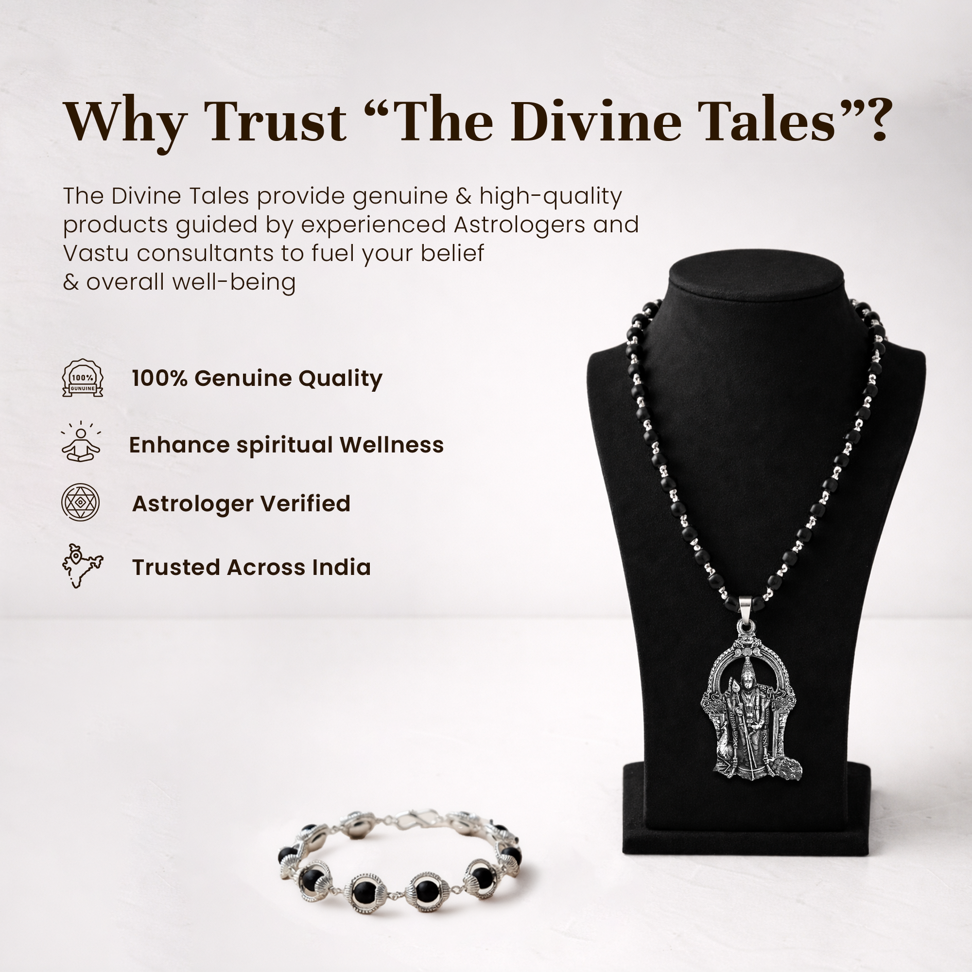 Karungali Cap Mala with Murugan Swami Locket & Karungali Malai Bracelet Combo