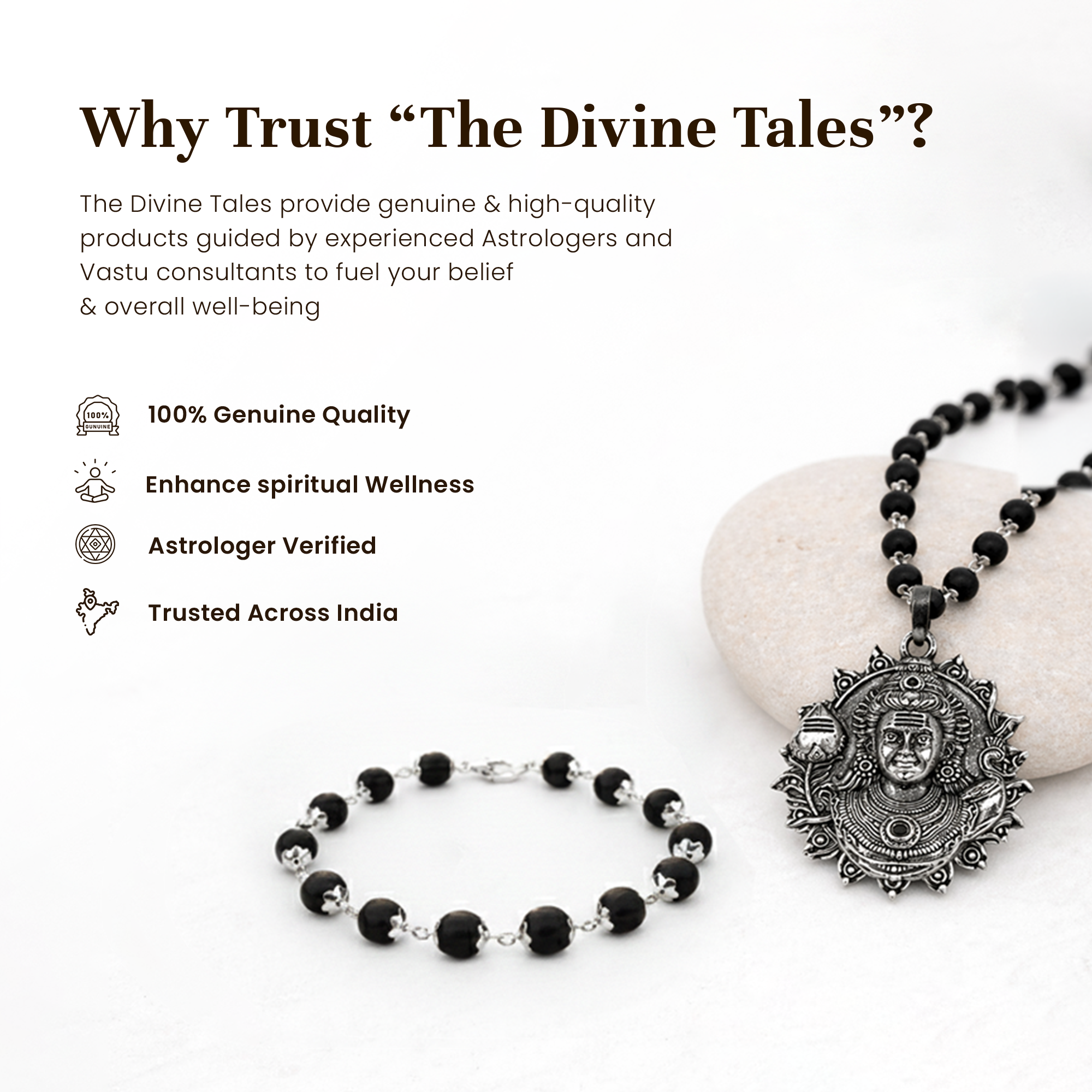 Karungali Cap Mala with Kartike Ji Locket & Karungali Cap Bracelet Combo