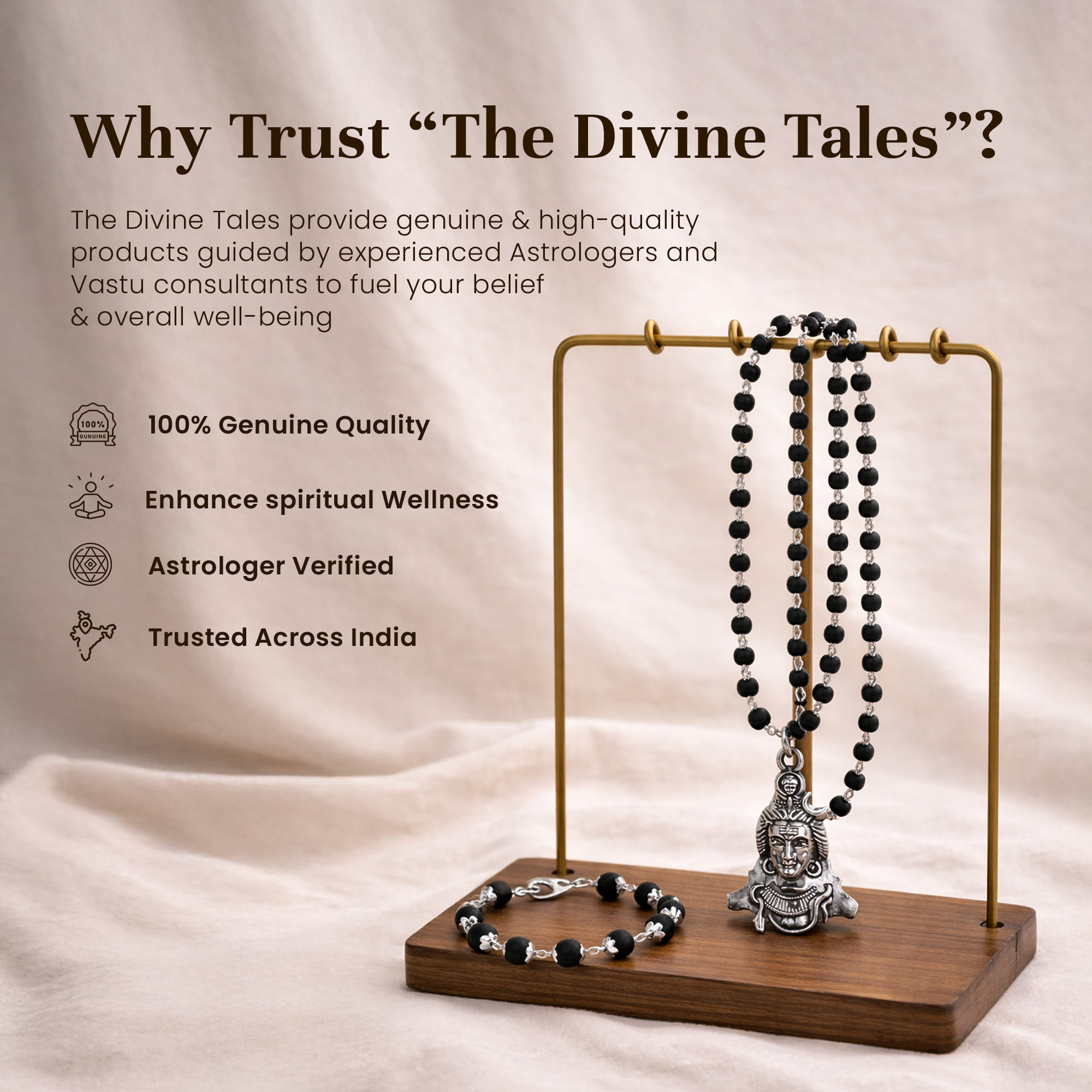 Karungali Cap Mala with Shiv Locket & Karungali Cap Bracelet Combo