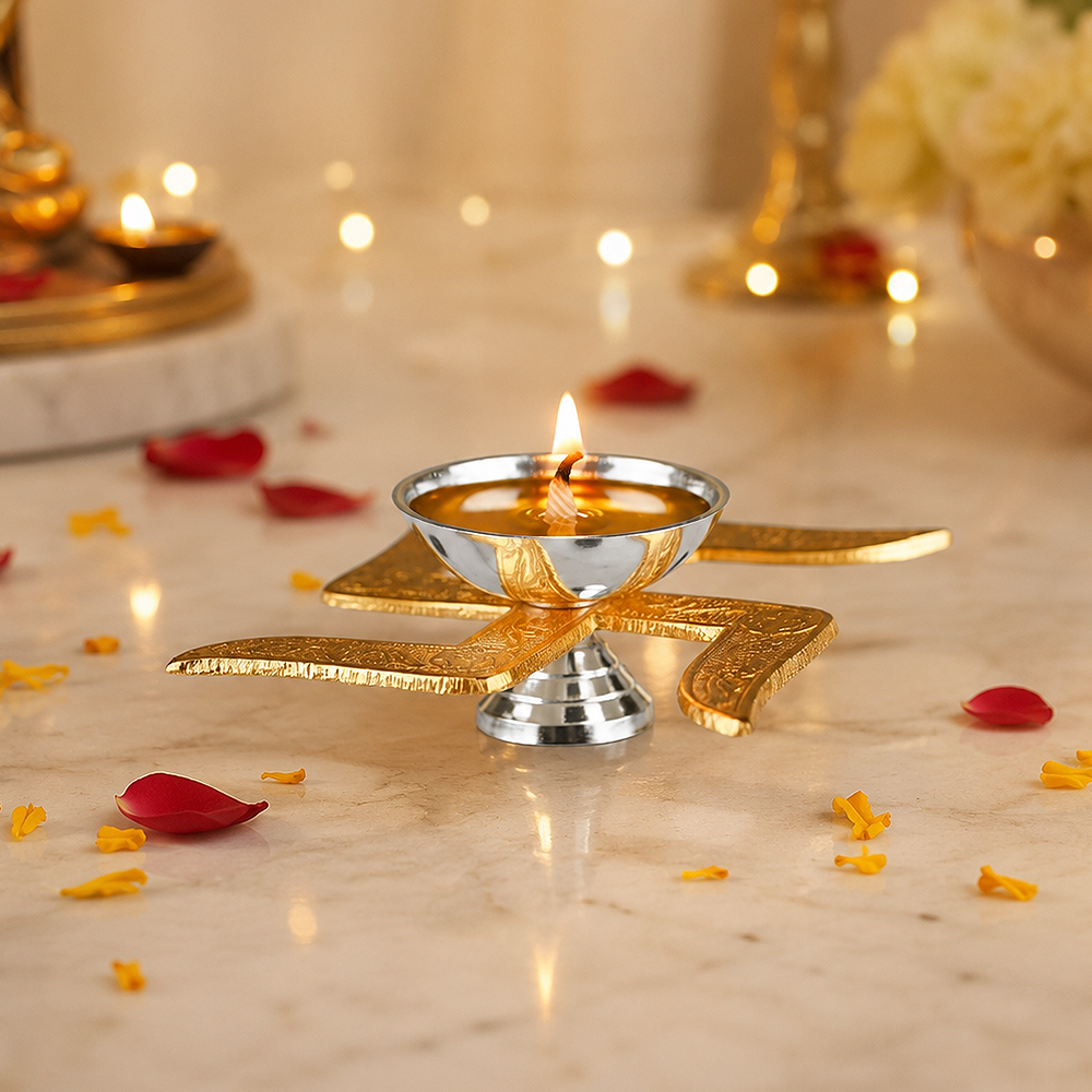Brass Swastik Diya