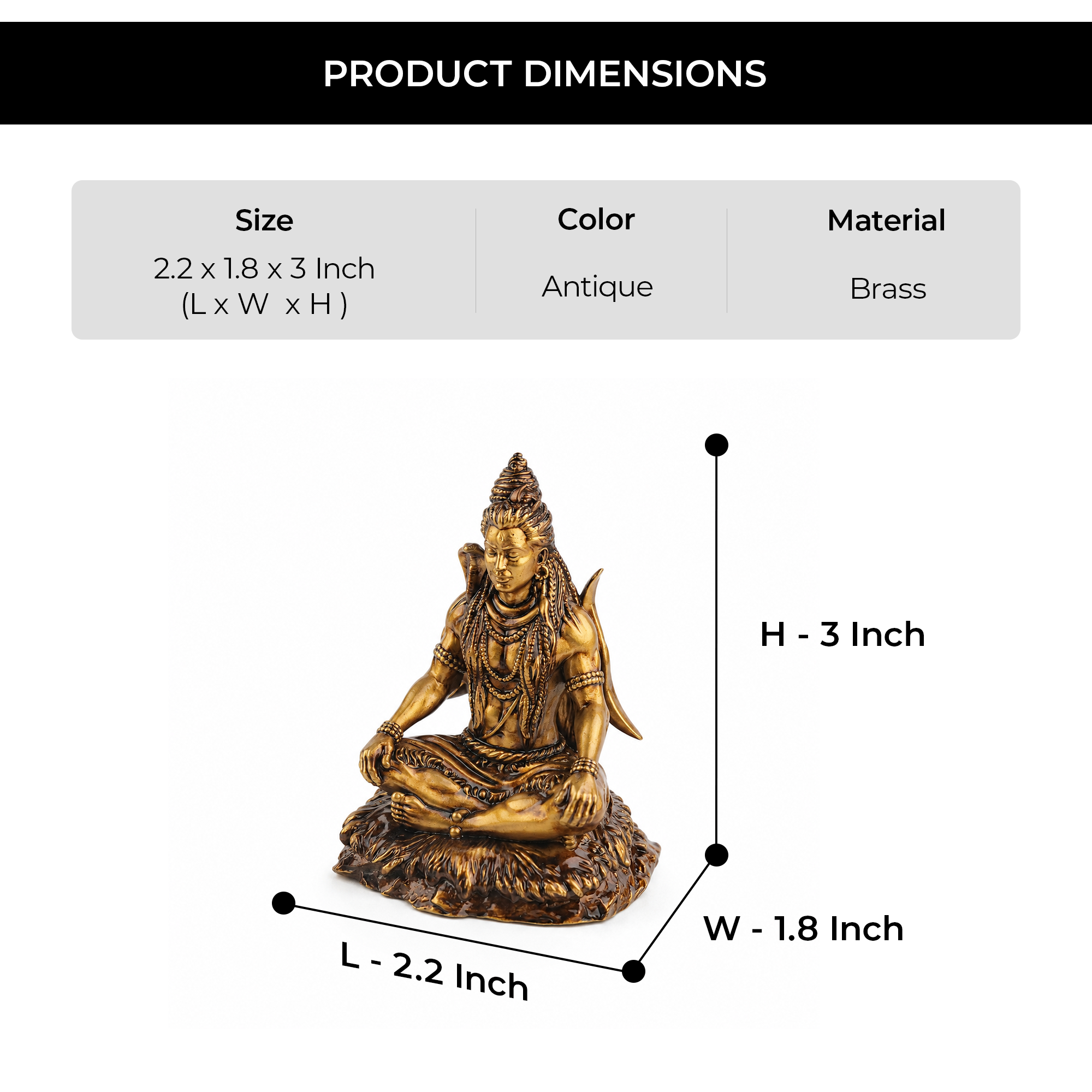 Meditating Lord Shiva with Trishul Idol Car Dashboard