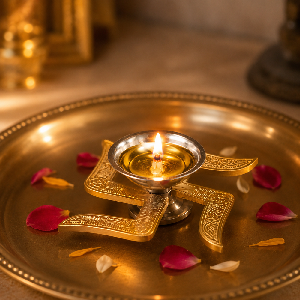 Brass Swastik Diya