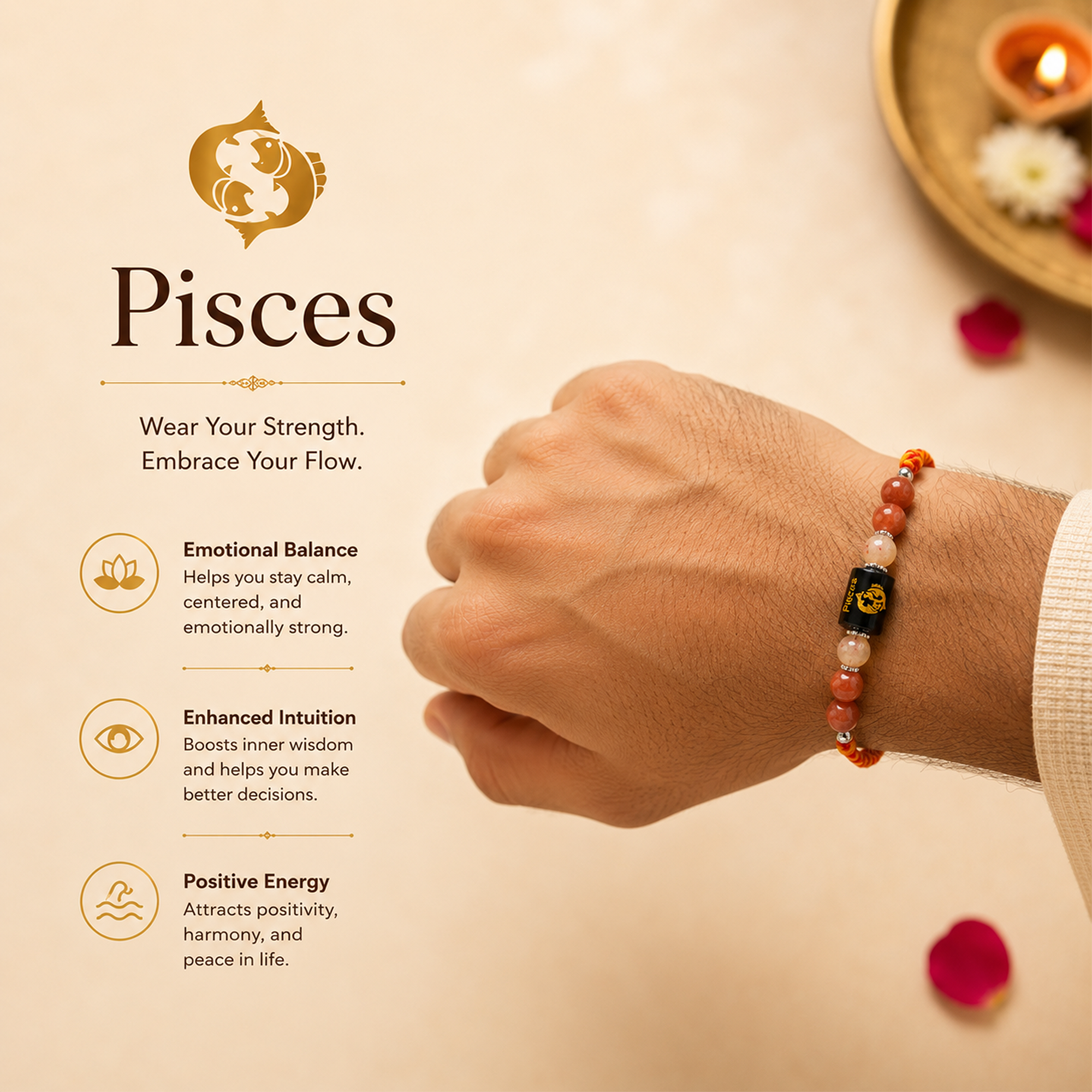 Beaded Pisces Zodiac Rakh