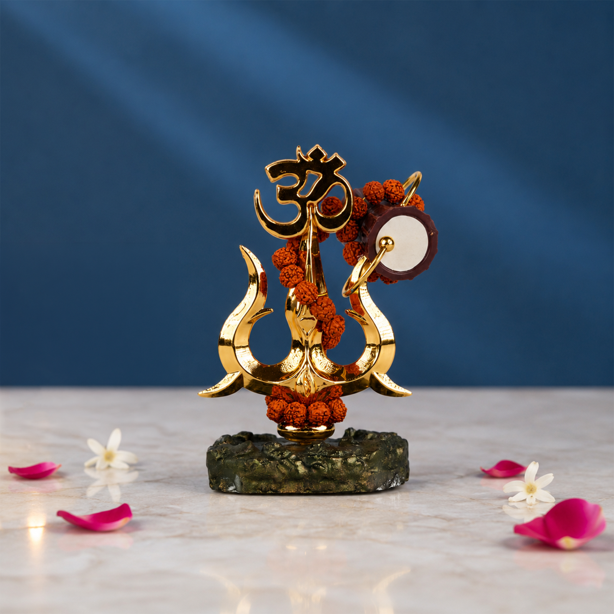 Trishul with Rudraksha & Damru Idol