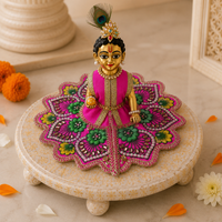 Floral Pink-Yellow Laddu Gopal Dress