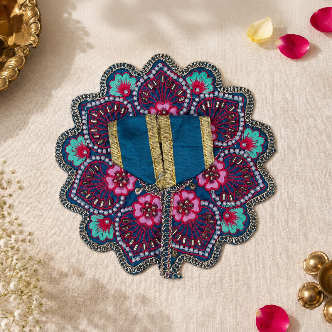Floral Teal Blue Laddu Gopal Dress
