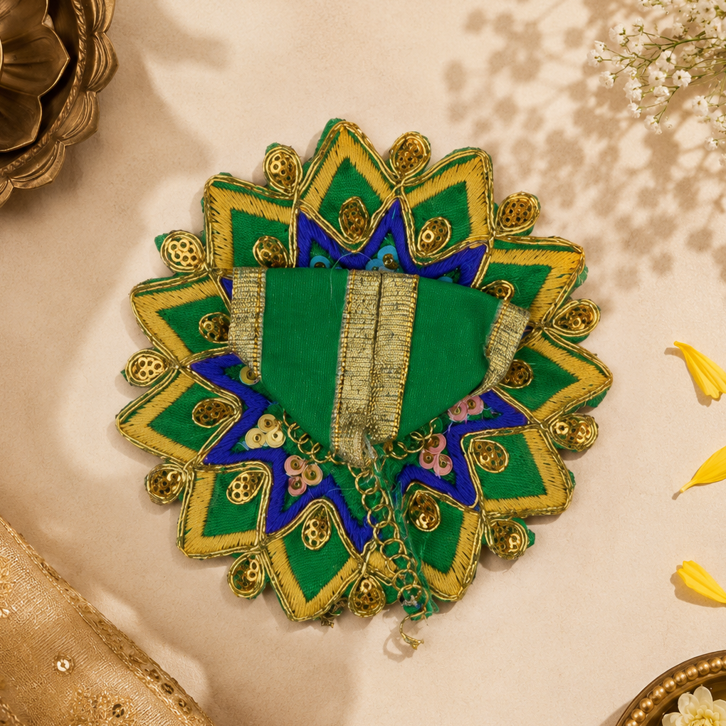 Floral Light Green Laddu Gopal Dress