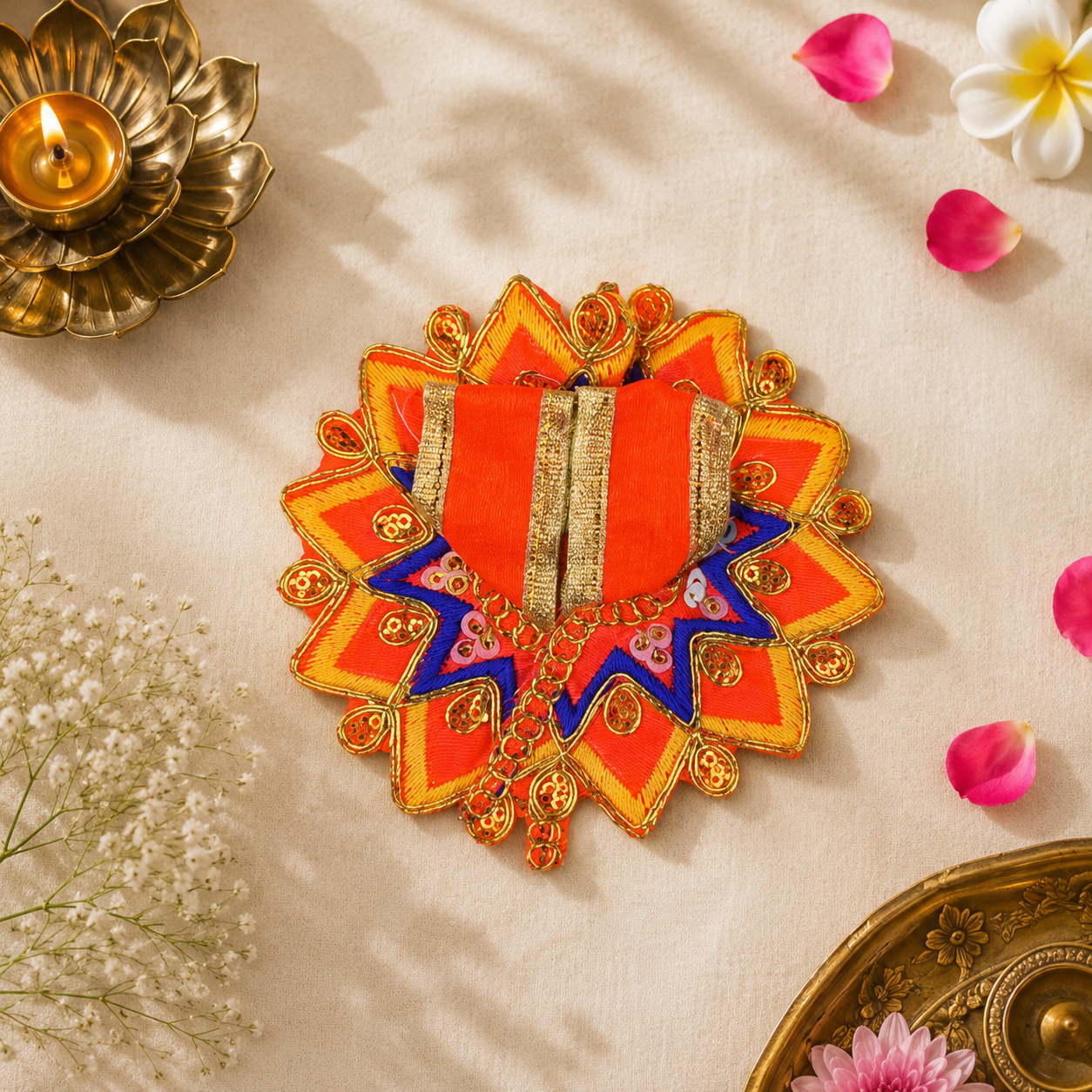 Floral Orange Laddu Gopal Dress