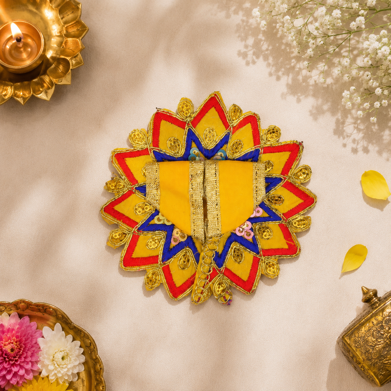Floral Yellow-Orange Laddu Gopal Dress