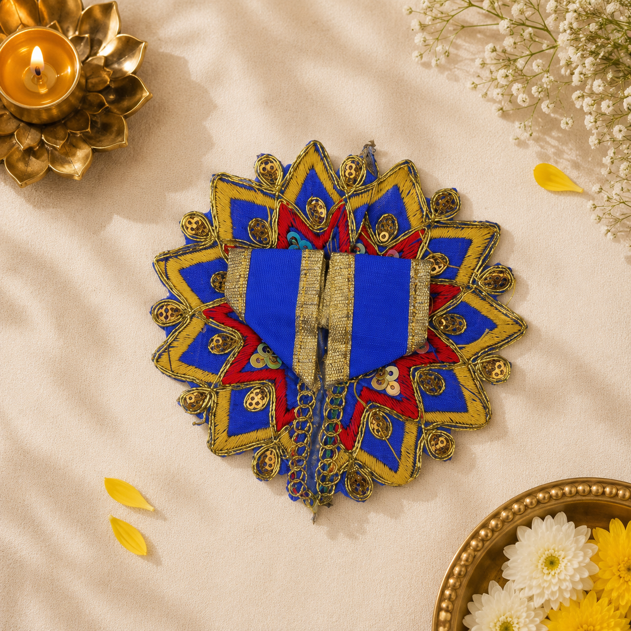 Floral Blue-Red Laddu Gopal Dress