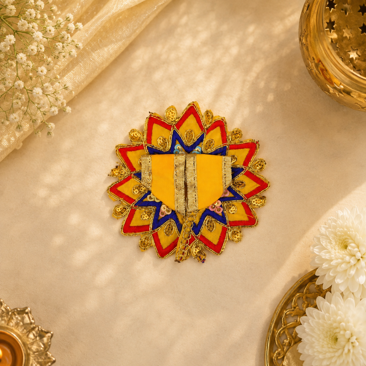 Floral Yellow-Orange Laddu Gopal Dress