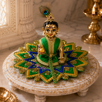 Floral Light Green Laddu Gopal Dress
