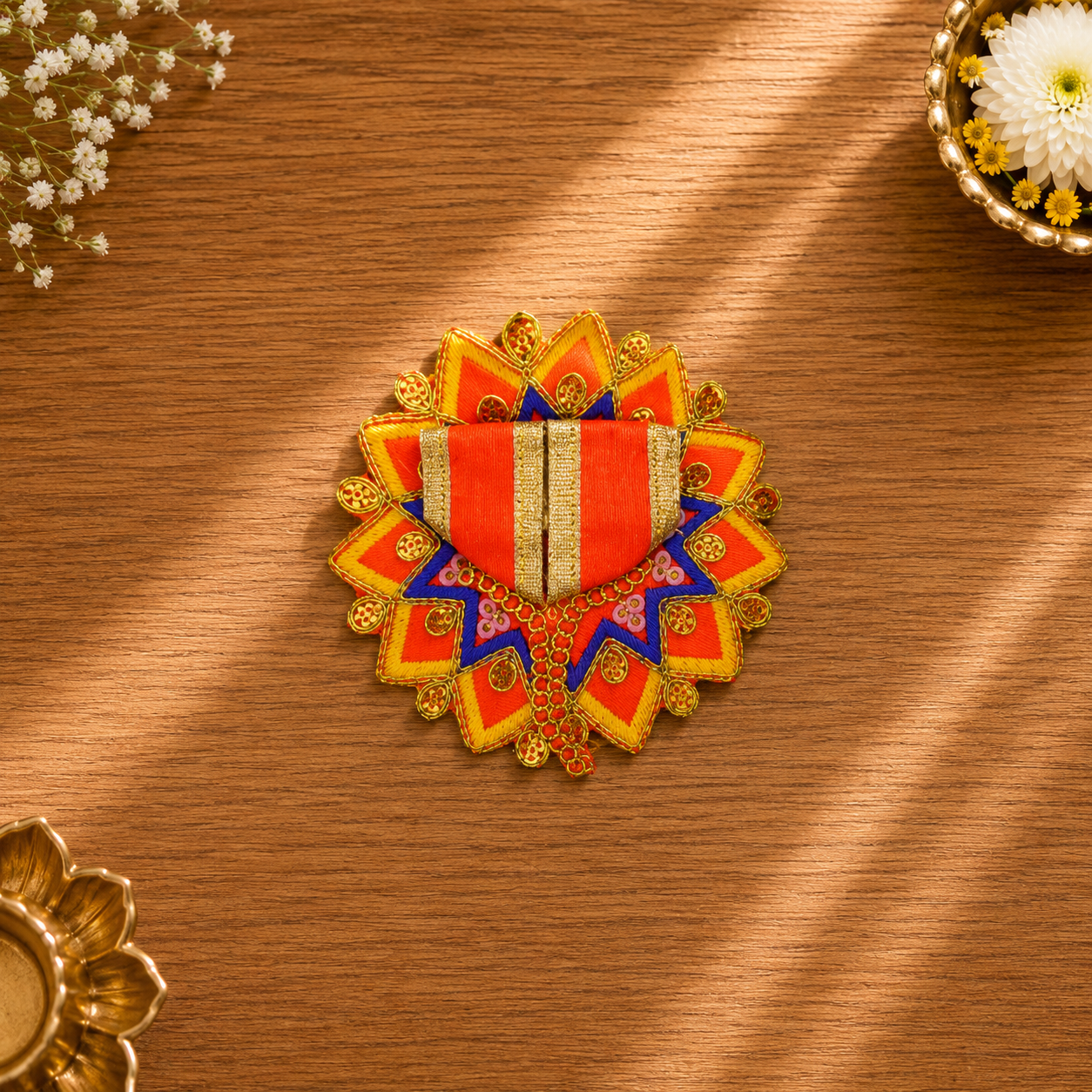 Floral Orange Laddu Gopal Dress