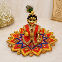 Floral Red-Blue Laddu Gopal Dress