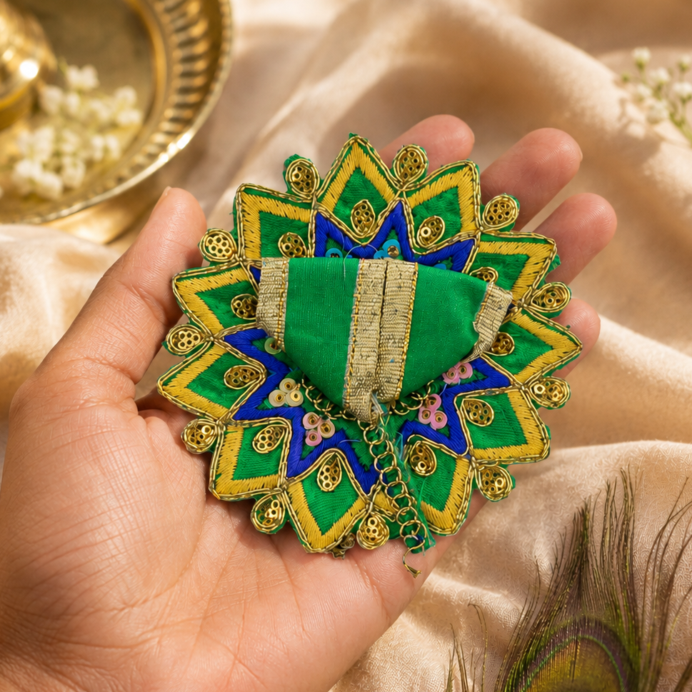 Floral Light Green Laddu Gopal Dress