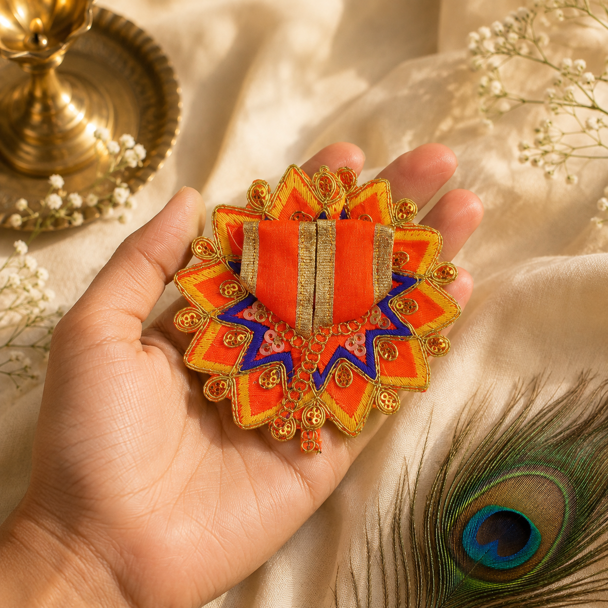 Floral Orange Laddu Gopal Dress