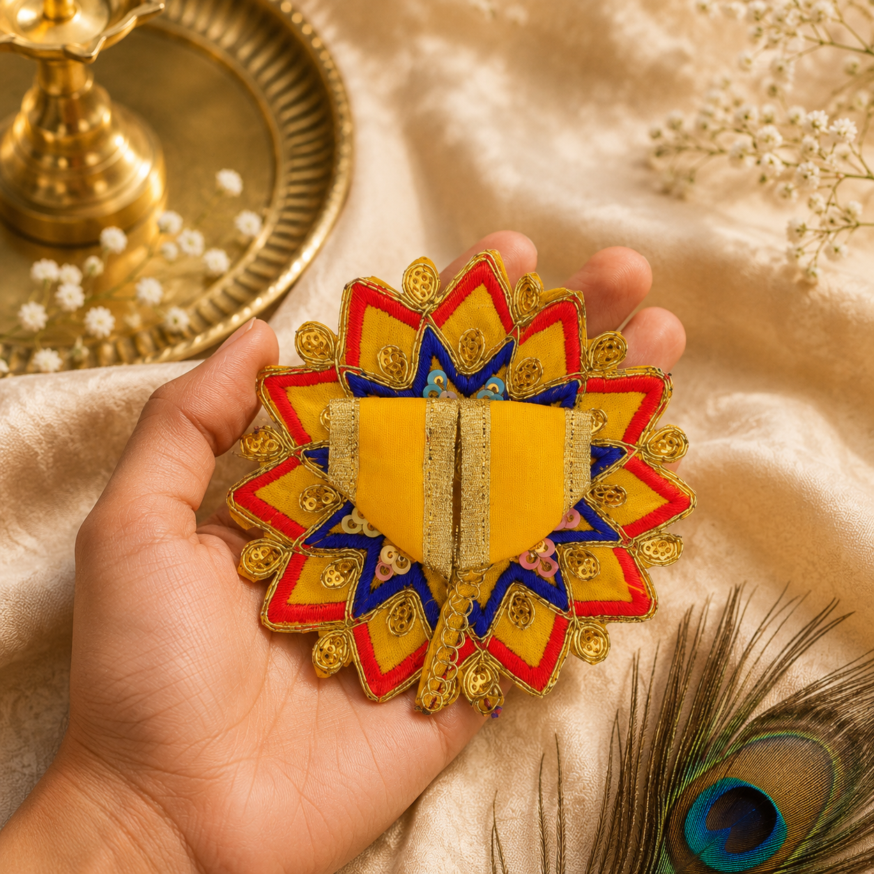 Floral Yellow-Orange Laddu Gopal Dress