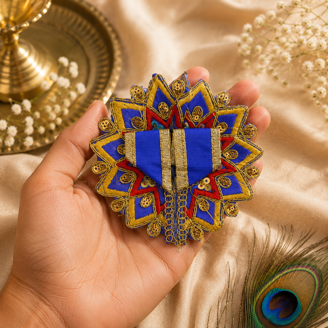 Floral Blue-Red Laddu Gopal Dress