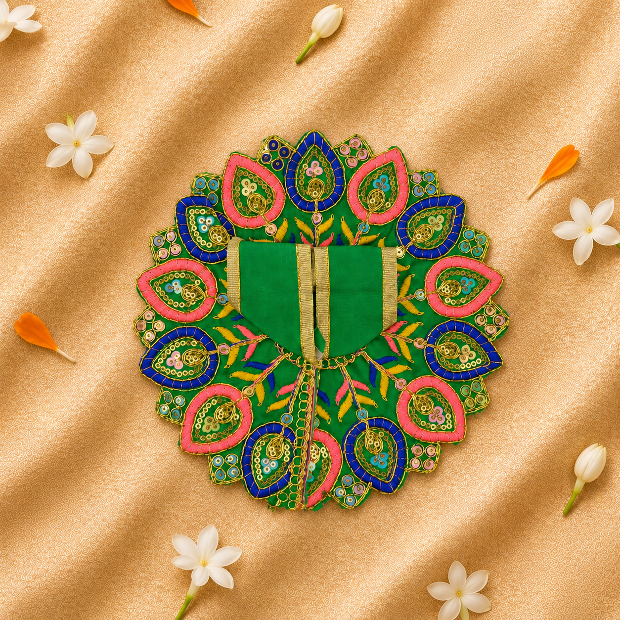 Floral Green Laddu Gopal Dress