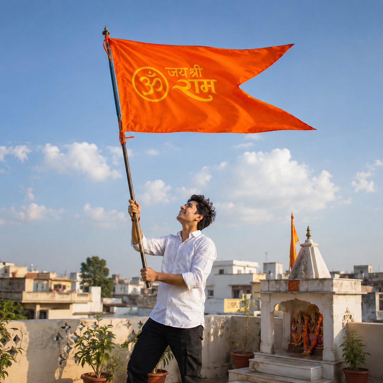 Jai Shri Ram Sacred Saffron Flag Artarium